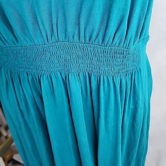 🔥Sundance Size S Braided Strap Smocked Waist Teal  Dress - Picture 6 of 12